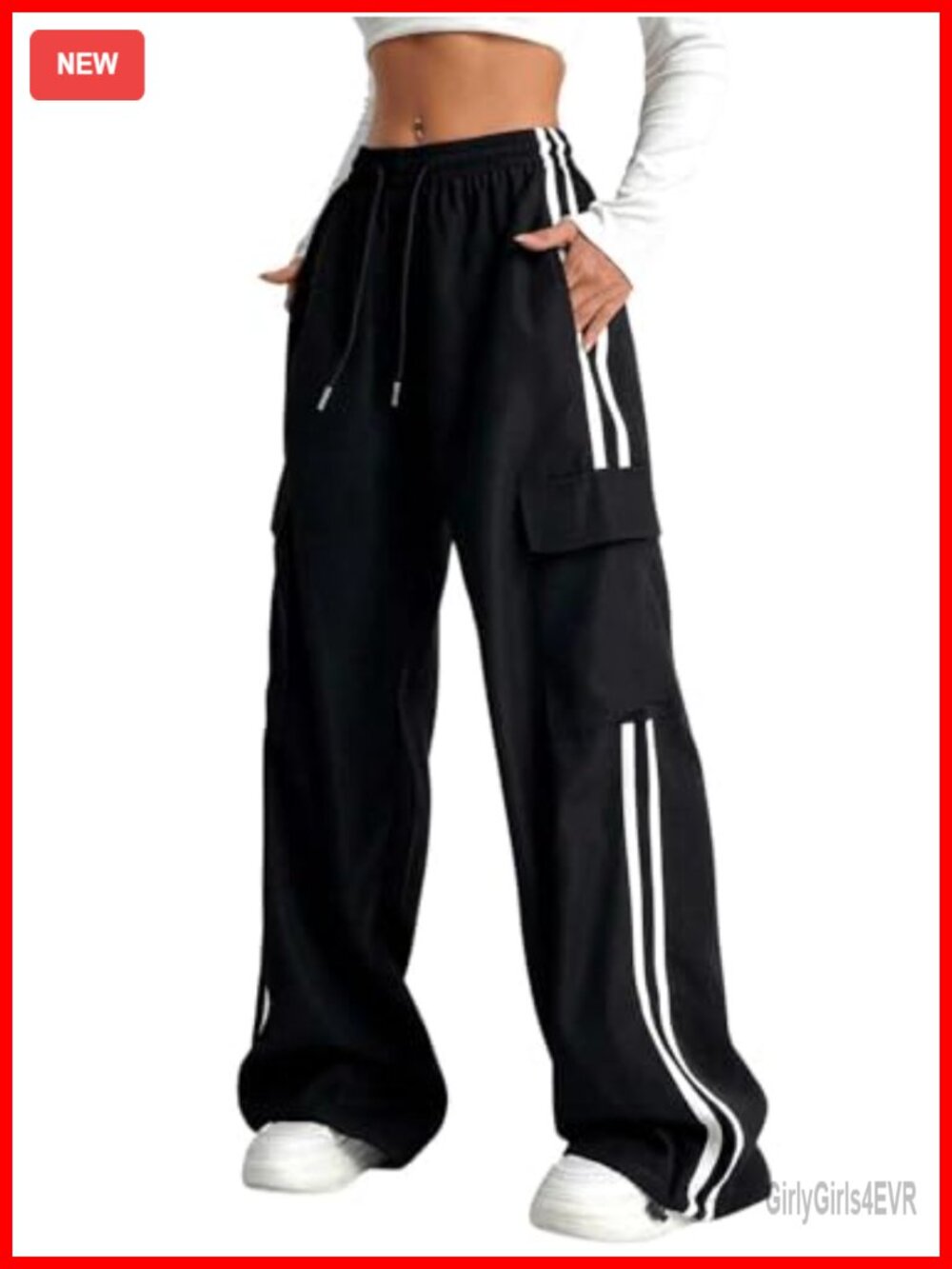 Verdusa Women's Baggy Wide Leg Cargo Track Pants High Waist
